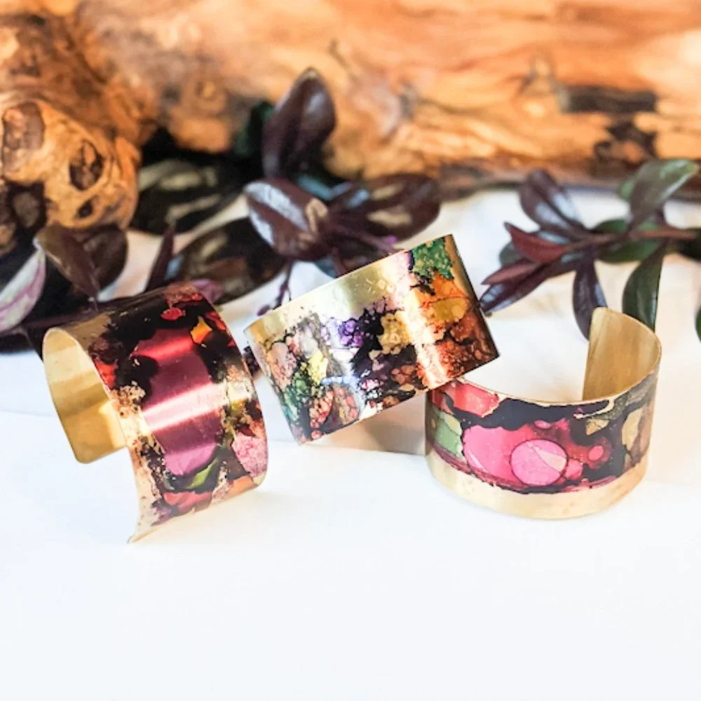 🦋LAST 1🦋 NWT Brazed Brand Ink Splatter Brass Cuff